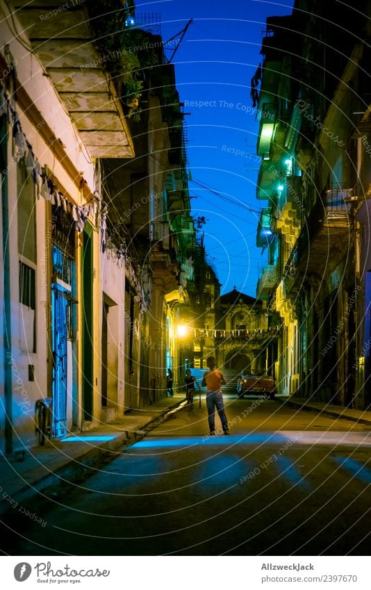 a dark road at night in Havana Cuba Night shot Long exposure House (Residential Structure) Architecture Dark lit Light Illuminated vacation Travel photography