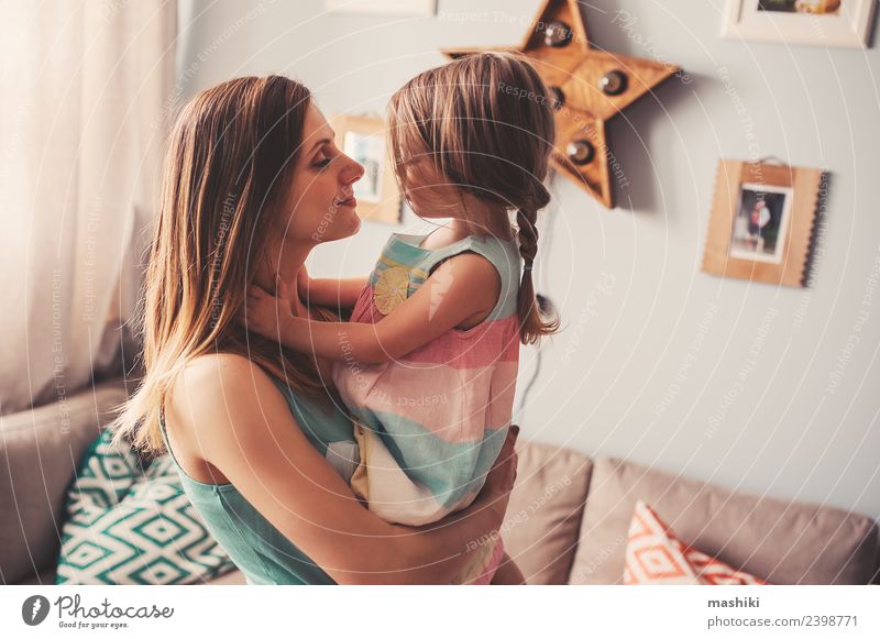 mother and toddler girl playing at home Lifestyle Joy Beautiful Child Baby Toddler Woman Adults Parents Mother Family & Relations Smiling Love Happiness