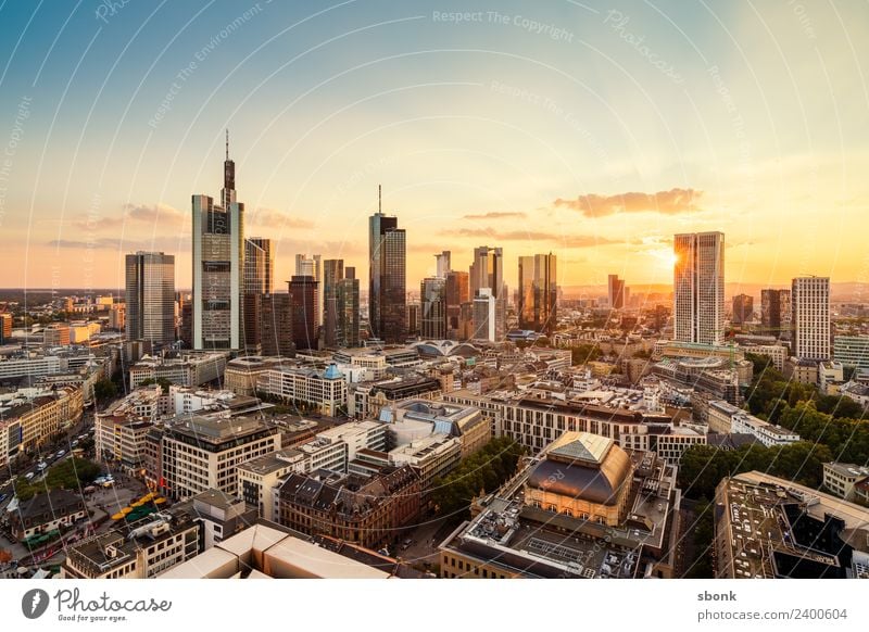 Frankturter summer evening Office Business Frankfurt Downtown Skyline High-rise Vacation & Travel City cityscape panorama architecture Bench finance buildings