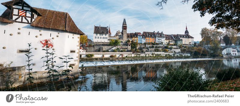 Bremgarten Village Town Multicoloured Black White Church Water River Reflection Building House (Residential Structure) Sky Tree Window Panorama (Format)