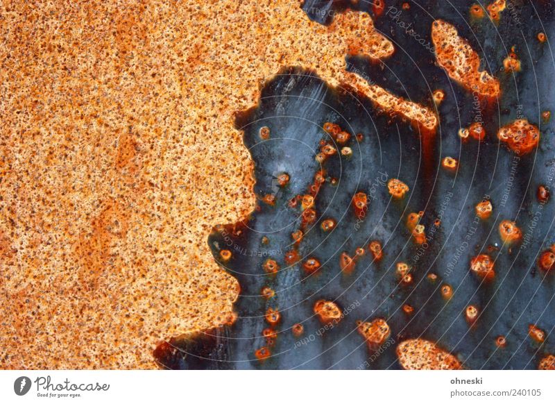 Rorschach rusty Metal Steel Rust Point Structures and shapes Patch Old Decline Colour photo Exterior shot Abstract Pattern Deserted Close-up Detail