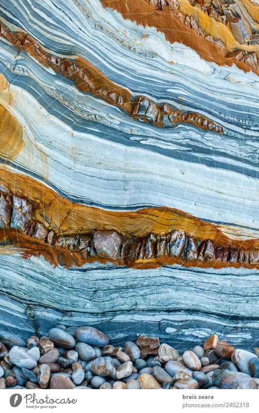 Sedimentary rocks texture Beach Ocean Education Science & Research Geology Profession Geologist Environment Nature Earth Coast Stone Natural Blue Yellow