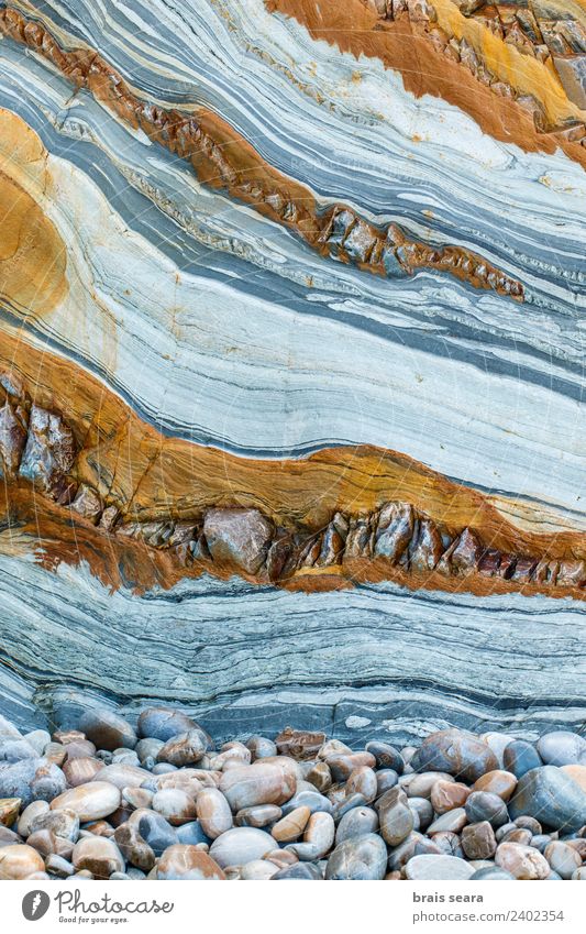 Sedimentary rocks texture Beach Ocean Education Science & Research Geology Profession Geologist Environment Nature Earth Coast Tourist Attraction Stone Blue