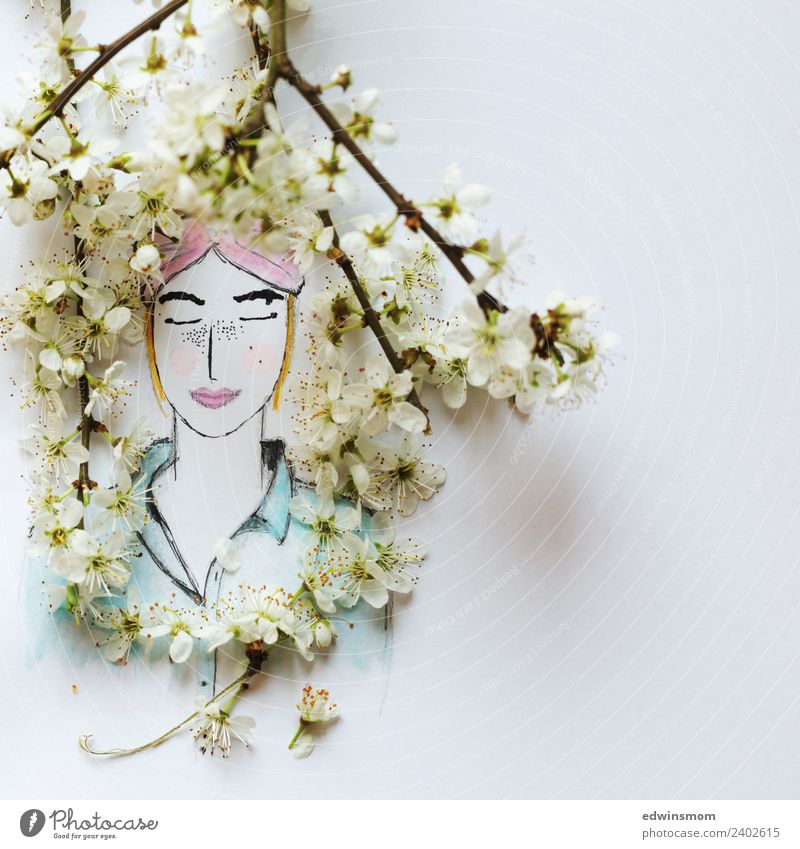 hello spring Handicraft Draw Decoration Feminine Young woman Youth (Young adults) Nature Plant Spring Blossom Wild plant Accessory Paper Wood Breathe Relaxation
