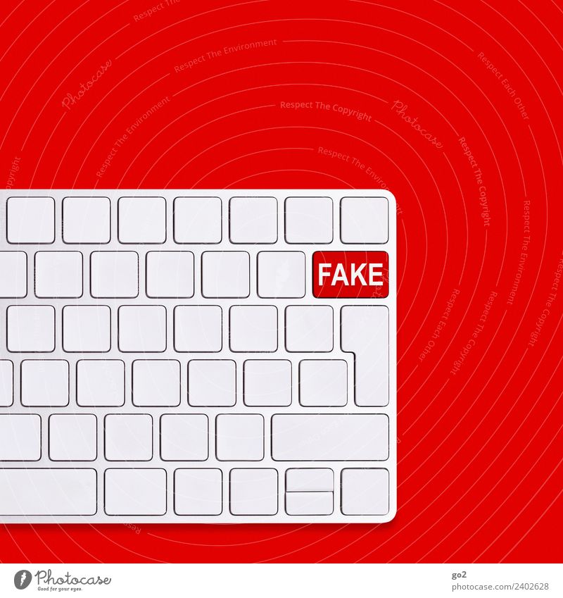 fake fake news fakenews Postal fact Computer Keyboard Hardware Technology Telecommunications Information Technology Internet Characters Communicate Threat Red