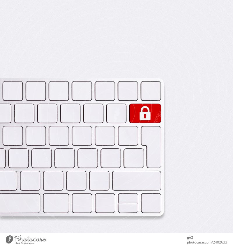 IT security Office work Workplace Computer Keyboard Hardware Technology Telecommunications Information Technology Internet Sign Lock Red White Trust Safety
