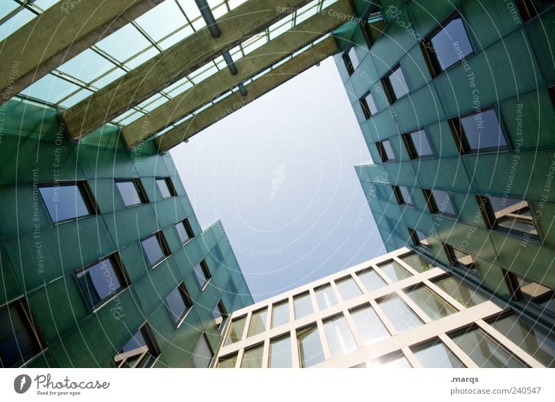 T Bank building Building Architecture Facade Window Perspective Symmetry Skyward Colour photo Exterior shot Deserted Copy Space middle Worm's-eye view