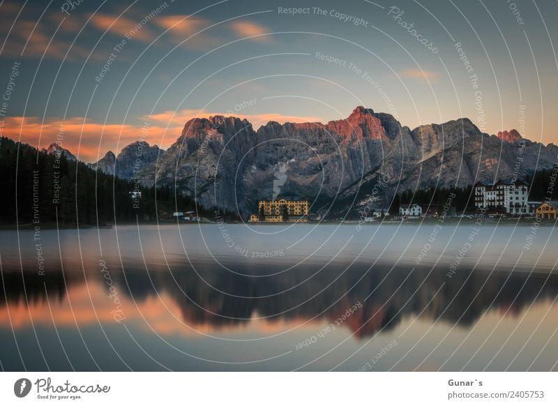 Sunrise at Lake Misurina - Cortina d'Ampezzo Relaxation Vacation & Travel Tourism Trip Adventure Freedom Camping Summer vacation Mountain Hiking Landscape Fog