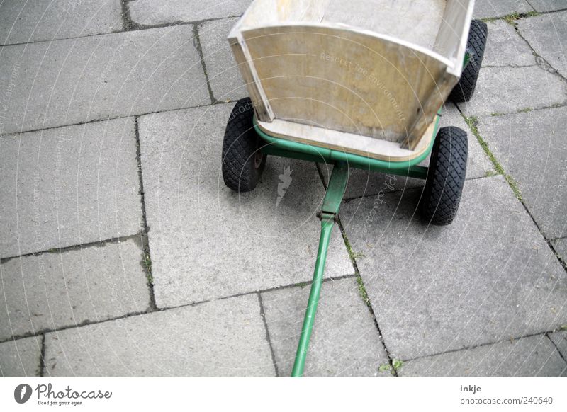 Father's Day is over for this year. Places Terrace Stone slab Transport Trolley Rubber tires Concrete Wood Metal Steel Line Old Stand Simple Brown Gray Green