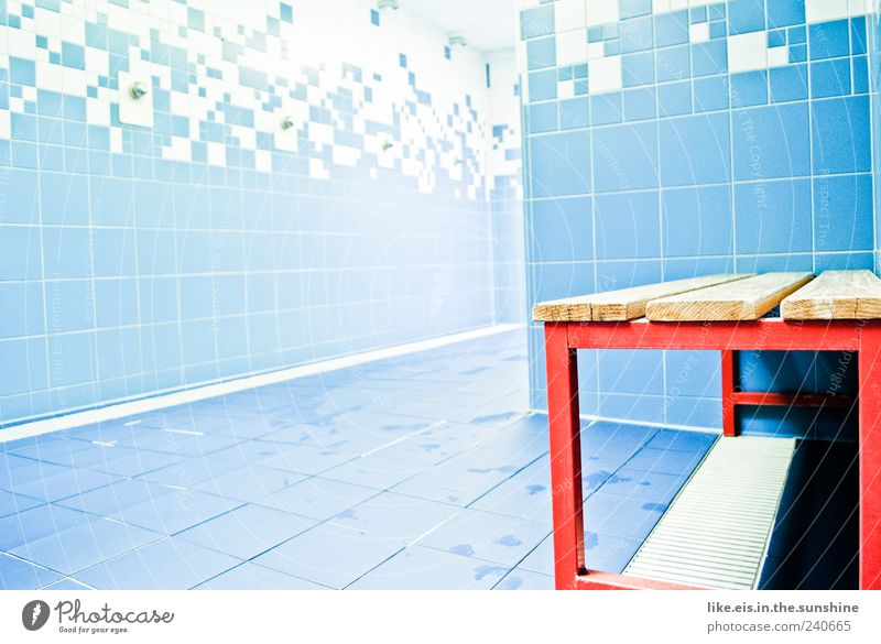 the best at training (II) Sporting Complex Swimming pool Blue Red Shower (Installation) Changing room Stool Chair Wet Bathroom Indoor swimming pool Tile