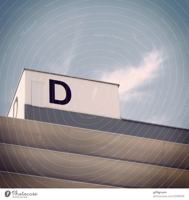 double d Sky Clouds Letters (alphabet) Characters Symbols and metaphors Inscription Sharp-edged Building Cuboid Structures and shapes Architecture White