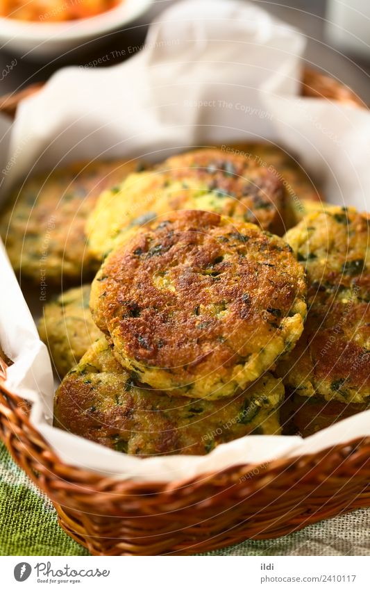Zucchini, Couscous and Parsley Fritter Vegetarian diet Healthy food fritter patty cake savory courgette squash couscous Meal Dish Snack accompaniment Home-made