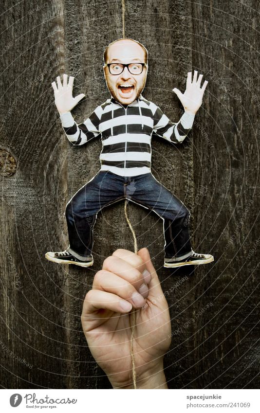 puppet Human being Masculine Young man Youth (Young adults) Man Adults 1 30 - 45 years Artist Puppet theater Movement Looking Nerdy Crazy Jumping jack Toys Hand