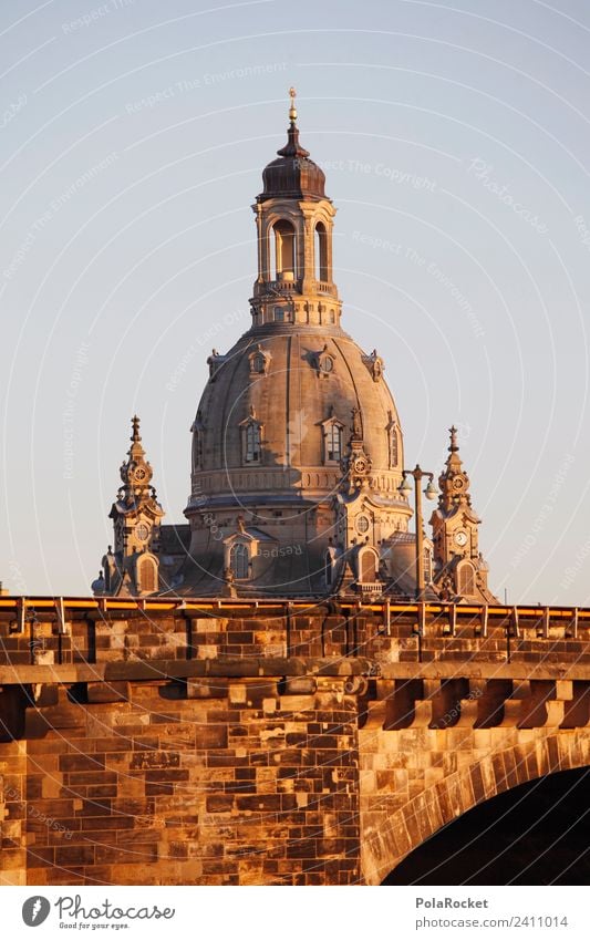 #A# Golden lady Art Work of art Esthetic Dresden Frauenkirche Elbufer Domed roof Tourist Attraction Landmark Baroque Old town Tourism Colour photo