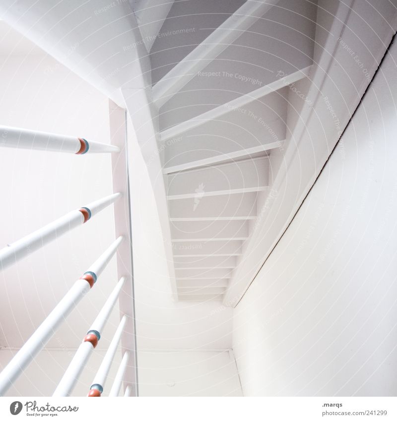 Mind the Step Living or residing Interior design Stairs Staircase (Hallway) Banister Bright Tall Clean Beautiful White Colour Perspective Go up Colour photo