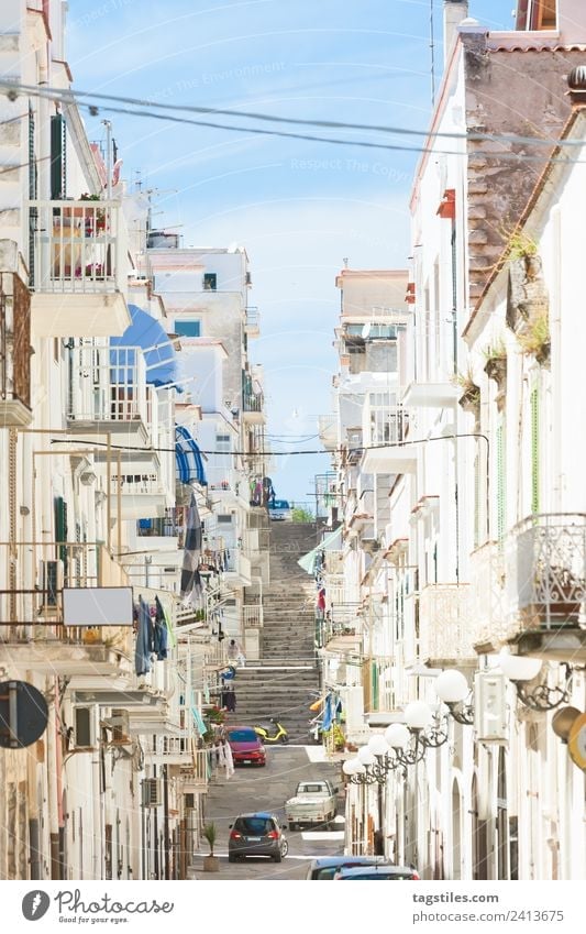 Vieste, Apulia - Balconies and facades of the old town Alley Architecture Balcony Building Calm Motor vehicle City Facade Fishing village Historic Old town