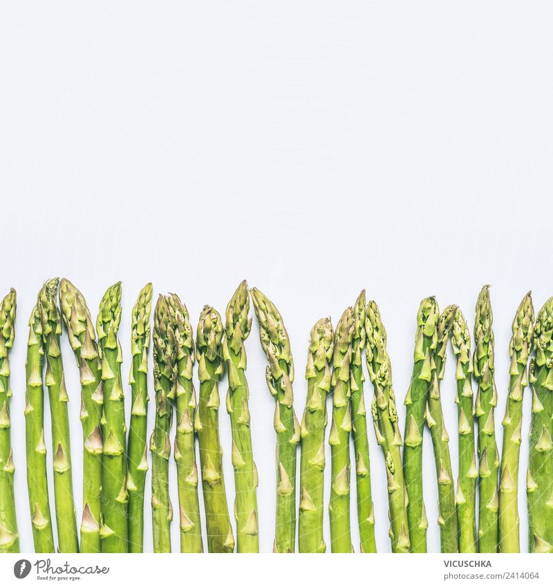 Green asparagus on white Food Vegetable Nutrition Organic produce Vegetarian diet Diet Style Design Healthy Healthy Eating Restaurant Nature Asparagus