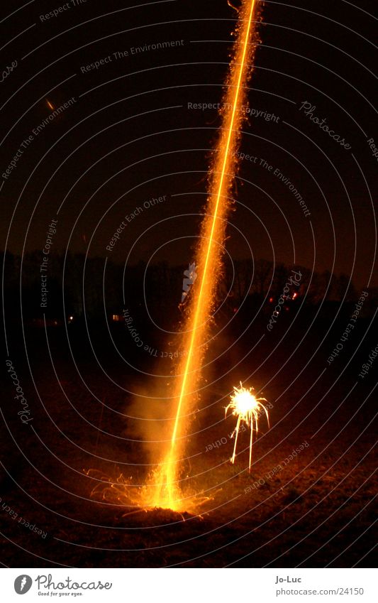 ignition New Year's Eve Long exposure Night Tails Radiation Firecracker Beginning nozzle Spark Blaze Smoke