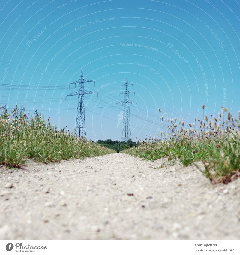 energy field Energy industry Renewable energy Nuclear Power Plant Nature Cloudless sky Summer Beautiful weather Field Lanes & trails Threat Blue Might