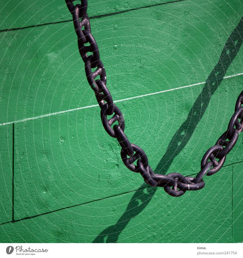 sailor jewellery Chain Anchor chain Green Ship's side Rivet Metal Black Tin Parallel Shadow