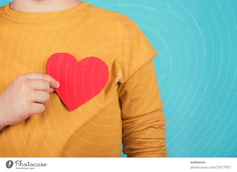 boy with a heart on blue background Lifestyle Joy Feasts & Celebrations Valentine's Day Mother's Day Human being Masculine Child Toddler Boy (child) Infancy 1