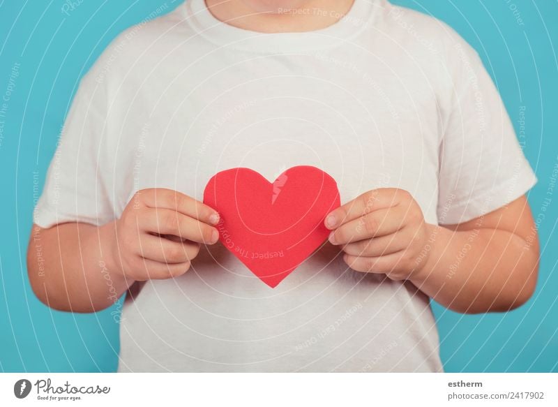 boy with a heart on blue background Lifestyle Joy Feasts & Celebrations Valentine's Day Mother's Day Human being Masculine Child Toddler Boy (child) Infancy 1