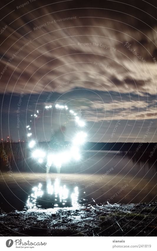 circletraining+ Human being Masculine Dream Esthetic Fantastic Creativity Surrealism Circle Water Long exposure Clouds in the sky Deprived area Night sky