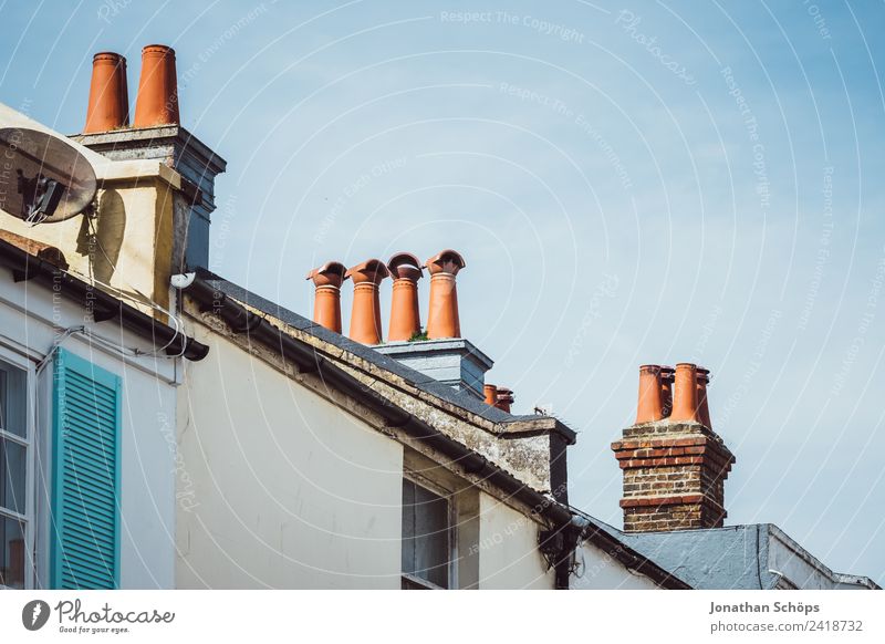 British chimneys Town Downtown Old town Populated House (Residential Structure) Detached house Roof Chimney Poverty Esthetic Brighton England Great Britain Red