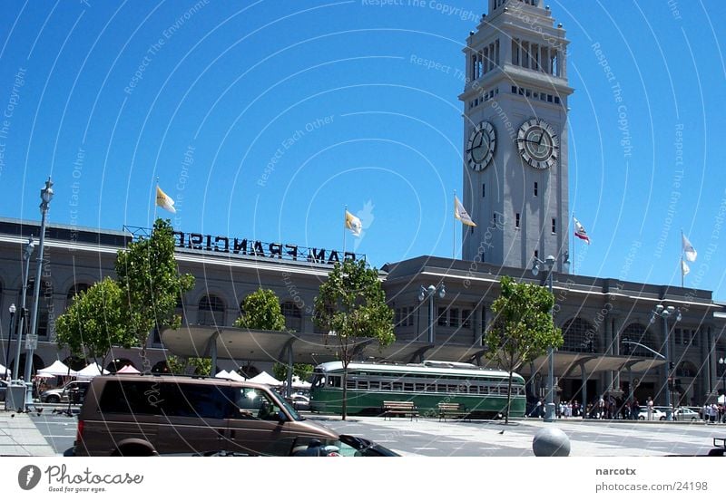 San Francisco Americas Clock Harbour Tower USA Tower clock Blue sky Clear sky Cloudless sky Sky blue Partially visible Section of image