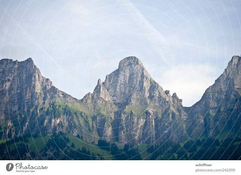 Brisi - Zuestoll - Schibenstoll Nature Sky Rock Alps Mountain Peak Esthetic Tall Slope Forest Steep Uniqueness Fantastic Switzerland Exterior shot Deserted