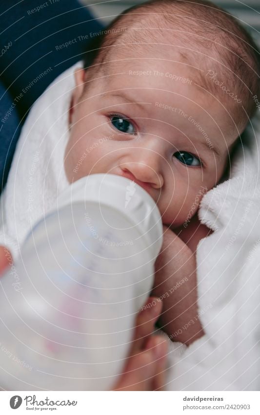 Baby taking feeding bottle Eating Bottle Lifestyle Beautiful Face Relaxation Bedroom Child Human being Woman Adults Family & Relations Infancy Feeding Love