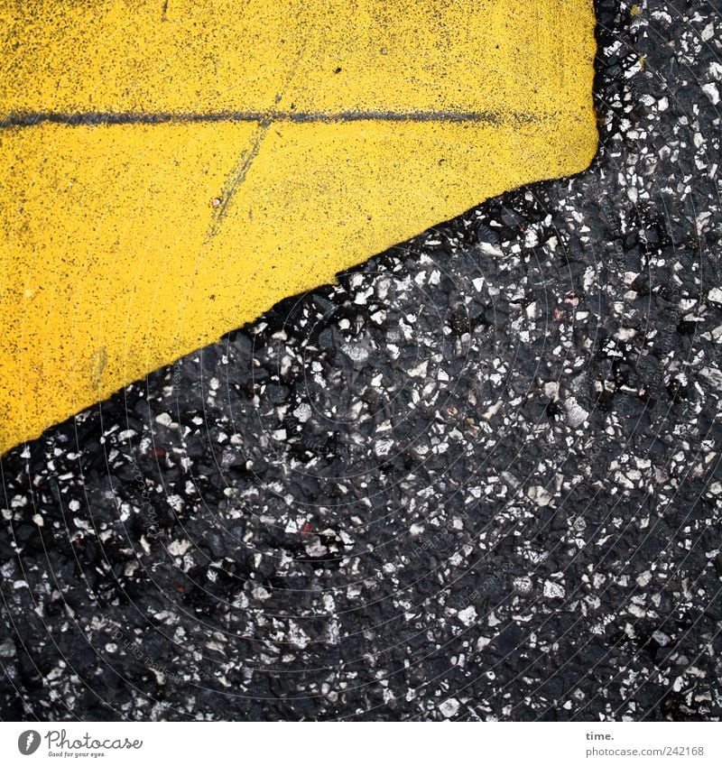 Starry sky with horizon line Asphalt Yellow Street Warning label Clue Diagonal Old red consumed Patch Speckled Line Bird's-eye view Edge Structures and shapes