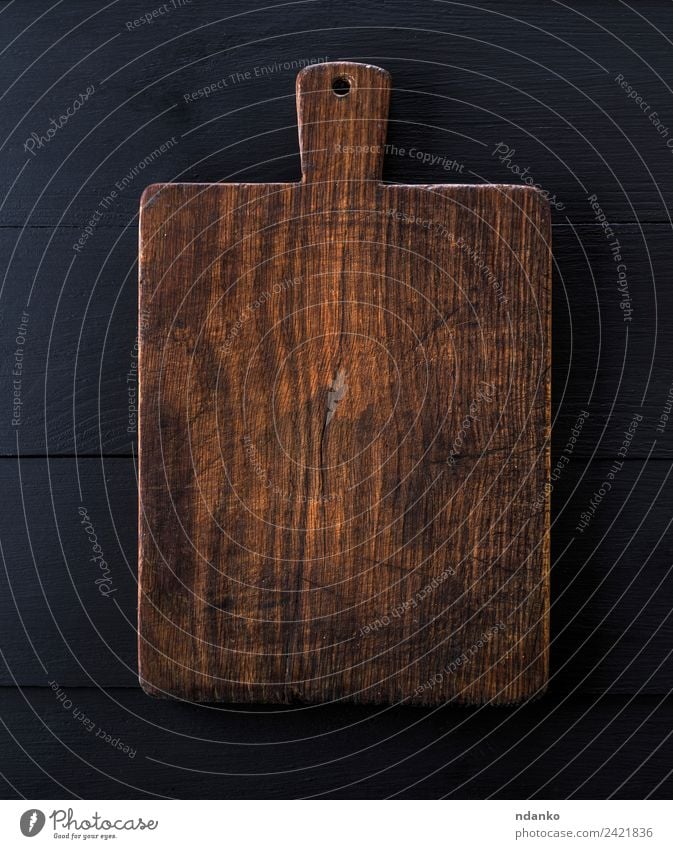 very old brown kitchen cutting board Chopping board Kitchen Wood Old Dark Natural Retro Brown Black background cooking vintage chopping Consistency Surface