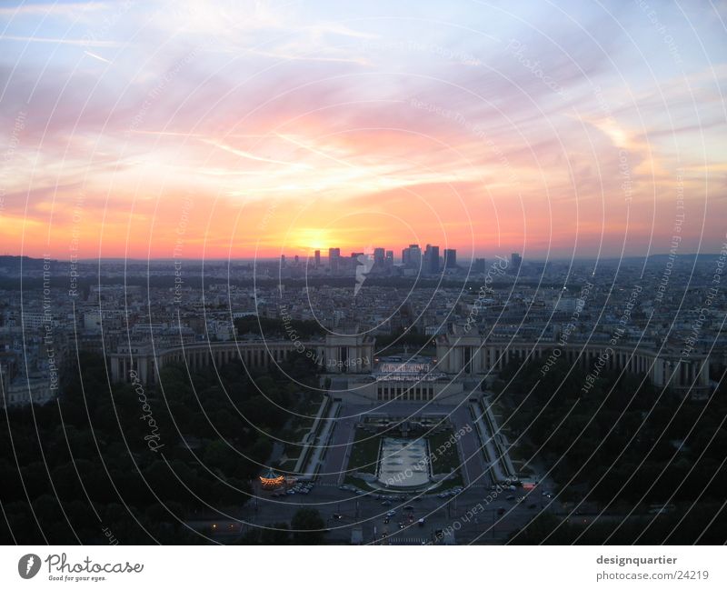 Sunset in Paris from the Eifel Tower Eiffel Tower Colouring France Europe Sky Reaction Vantage point