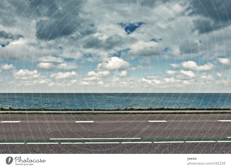 cross connection Environment Water Sky Clouds Horizon Climate Weather Coast Traffic infrastructure Road traffic Street Line Stripe Blue Gray White Ocean