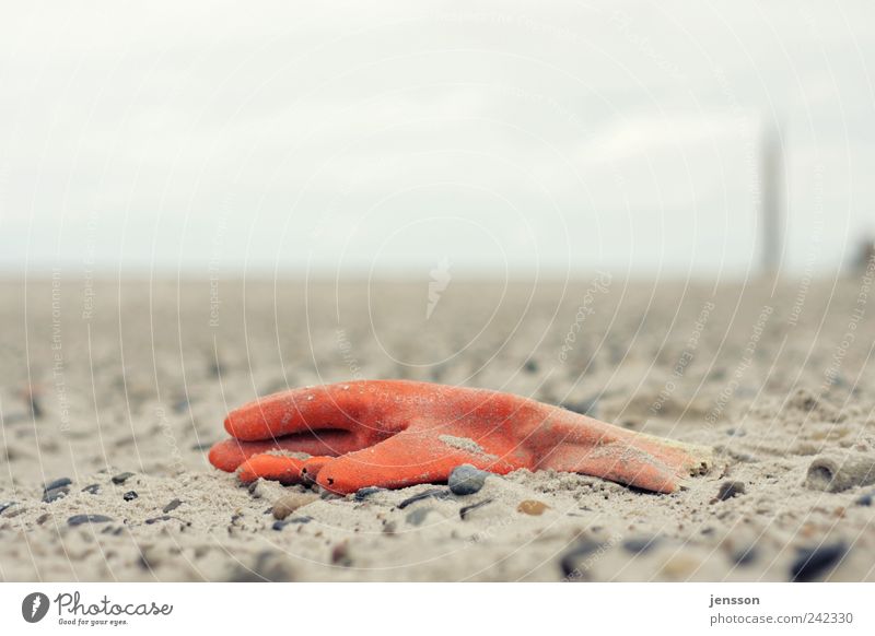 If you give them the little finger... Environment Sand Coast Beach Clothing Workwear Protective clothing Lie Old Broken Environmental pollution Gloves