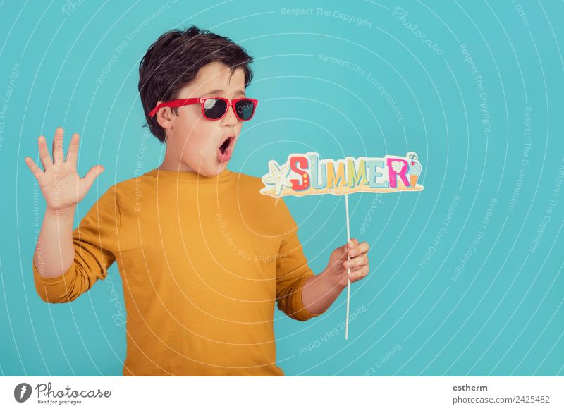 Summer,funny child with sunglasses Lifestyle Joy Vacation & Travel Tourism Trip Adventure Summer vacation Sun Beach Human being Masculine Child Toddler