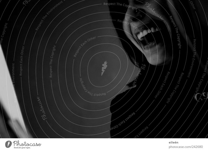 laughing Feminine Head 1 Human being 18 - 30 years Youth (Young adults) Adults Laughter Esthetic Authentic Happiness Positive Black White Emotions