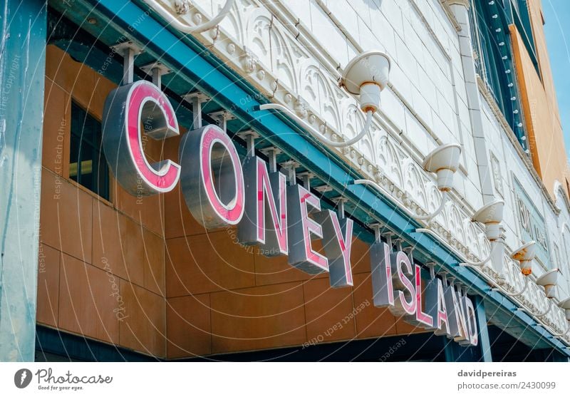 Coney Island entrance sign to subway Vacation & Travel Tourism Beach Downtown Architecture Transport Railroad Underground Line Old New Station coney York urban