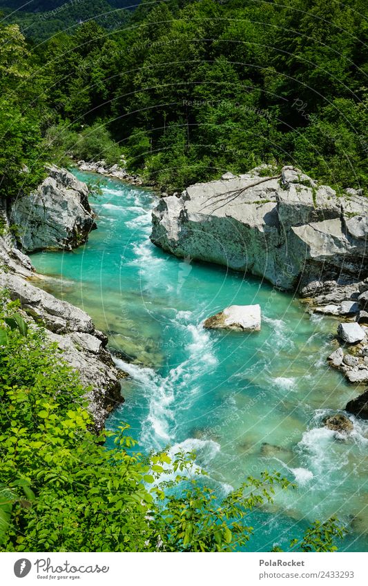 #S# Fascination of white water Environment Joie de vivre (Vitality) Turquoise Blue Green Whitewater Kayak Current River Slovenia Rock Flow Nature reserve