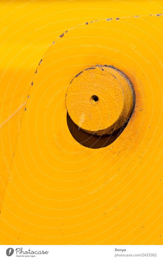 yellow circle Wall (barrier) Wall (building) Metal Steel Rust Yellow Round Colour photo Exterior shot Abstract Deserted Day Light Structures and shapes Detail