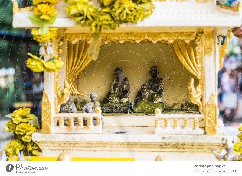 Small figures in a shrine Vacation & Travel Far-off places Summer Thailand Authentic Historic Belief Shrine Buddhism Figure Temple Good luck charm Colour photo