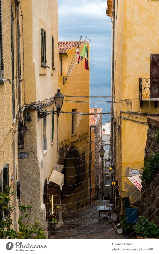Sardinia, city by the sea, alley Vacation & Travel Far-off places Sightseeing Summer Gastronomy Castelsardo Italy Small Town Port City Downtown Old town