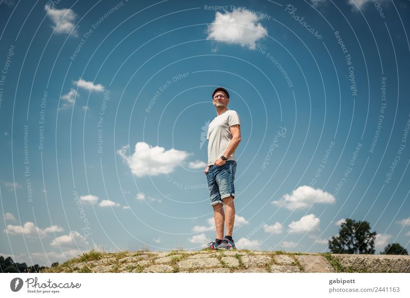 Vision | UT Dresden Life Meditation Fragrance Summer Sun Human being Masculine Man Adults 1 Nature Landscape Sky Clouds Beautiful weather Hill Stand Dream