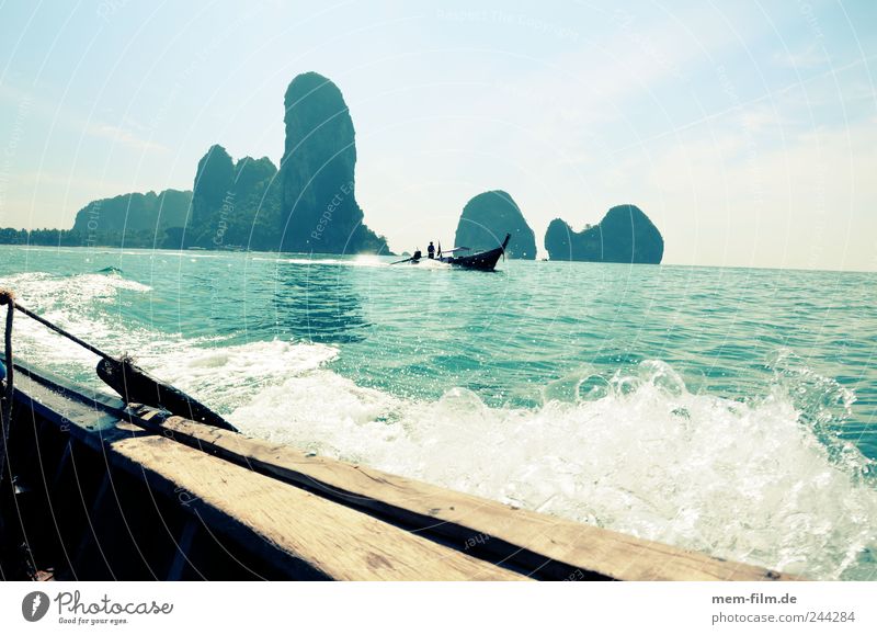 James Bond Rock Krabi Thailand Asia Longboat Water Cliff Vacation & Travel Island Phuket Rai Leh peninsula Rai Leh Beach