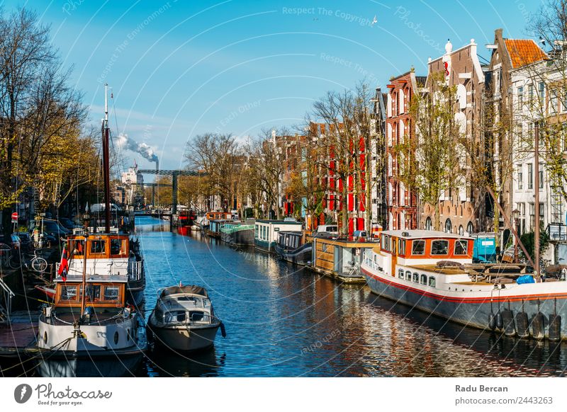 Beautiful Architecture Of Dutch Houses On Amsterdam Canal Style Vacation & Travel Tourism Trip Adventure City trip Living or residing Flat (apartment)