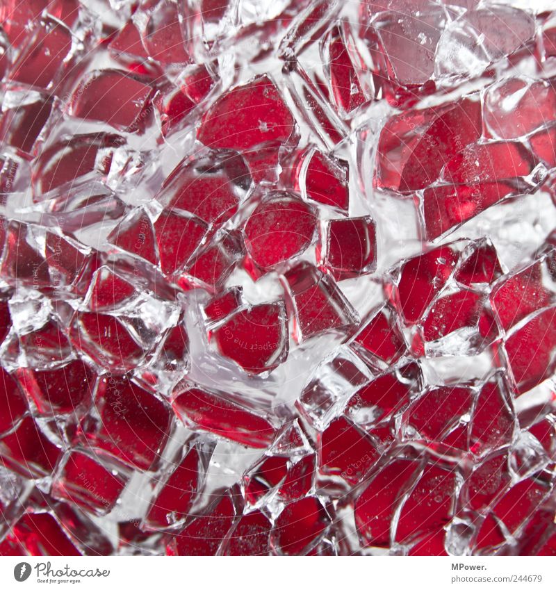 Broken Glass Trashy Red Part Shard Mosaic Gray sharp-edged Fragment Structures and shapes Colour photo Detail Abstract Pattern Deserted Artificial light