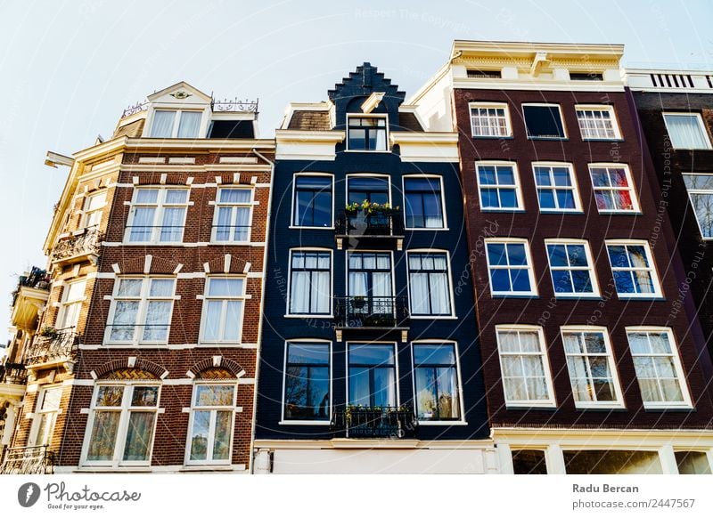 Beautiful Architecture Of Dutch Houses On Amsterdam Canal Elegant Style Design Vacation & Travel Tourism Sightseeing City trip Summer Living or residing