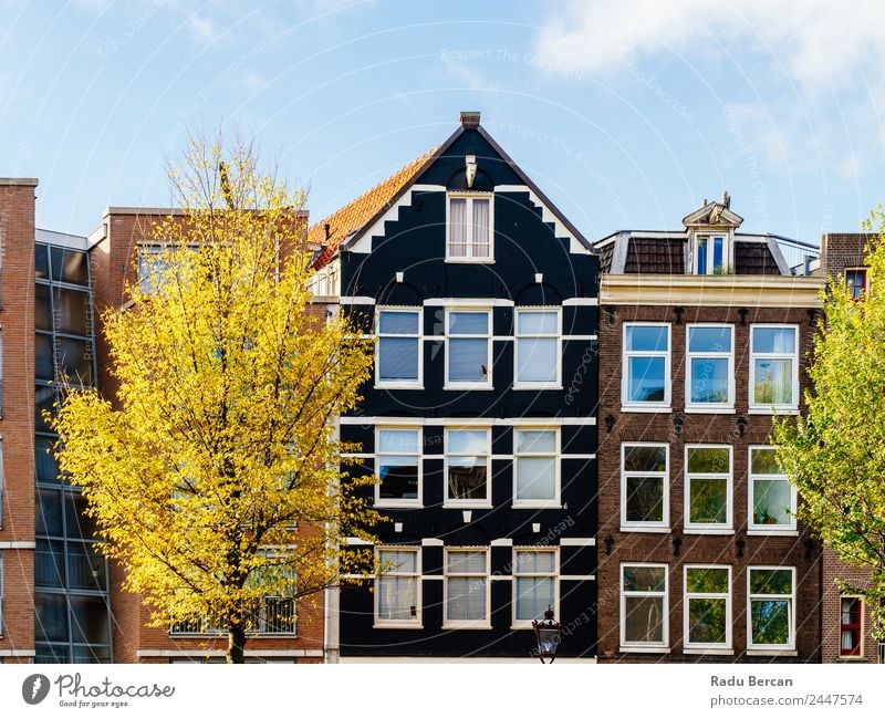 Beautiful Architecture Of Dutch Houses In Amsterdam Style Vacation & Travel Tourism Flat (apartment) House (Residential Structure) Culture Sky Autumn