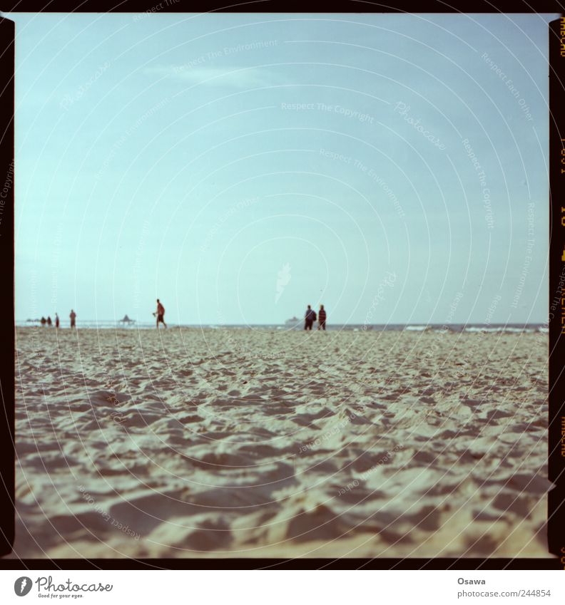 beach Beach Ocean Baltic Sea Sand Structures and shapes Horizon Human being Silhouette Sky Vacation & Travel Summer Copy Space